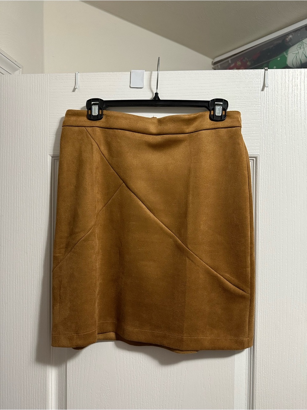 Simplee Apparel Tan Suede-Look A-Line Mini Skirt